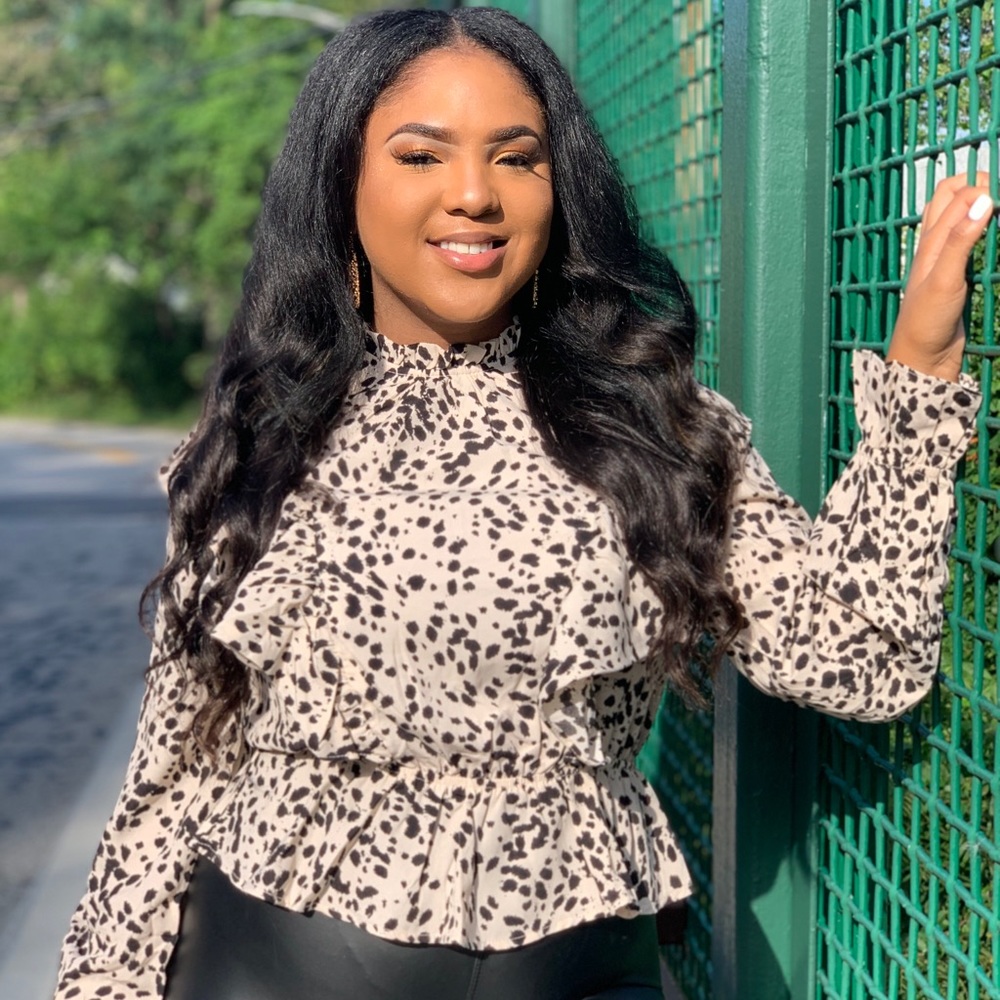 Animal Print Ruffled Top